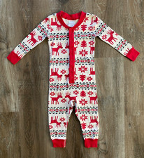 HANNA ANDERSSON white, red,  green holiday one-piece pajama kids size 2T l/s