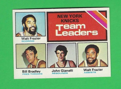 #ad 1975 #x27;76 Topps NY Knicks Team Leaders #128 NM Frazier Bradley and Gianelli $4.45