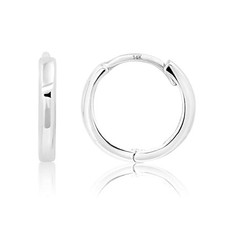 Small Hoop Earrings Solid 14k Yellow or White Gold Huggie Domed or Flat Style