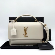 Saint Laurent YSL Medium Sunset Bag Blanc Vintage Top Handle Bag Gold Hardware