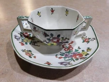Royal Doulton Old Leeds Sprays Double Handled Cup and Saucer
