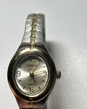 Carriage By Timex Womens Watch 22mm Oval Two Tone Stretch Bracelet w New Battery