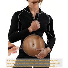 Sauna Suit for Women Sweat Suits Long Sleeve Sauna Shirt Workout Shapewear S-3XL