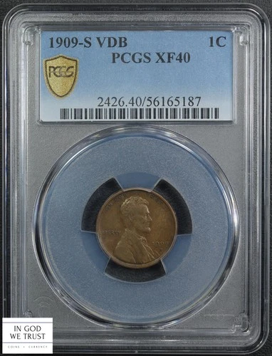 1909 S VDB Lincoln Wheat Copper Cent 1C PCGS XF 40