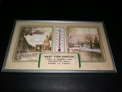 Vintage 1964  Thermometer Advertising West View Garden Bar Detroit Michigan 