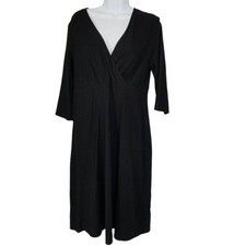Eileen Fisher Women's Black V-Neck Career Wear to Work Shift Dress Size Medium