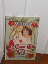 Vintage Cheer Up Drink Cherry-Cheer Soda Cardboard Sign