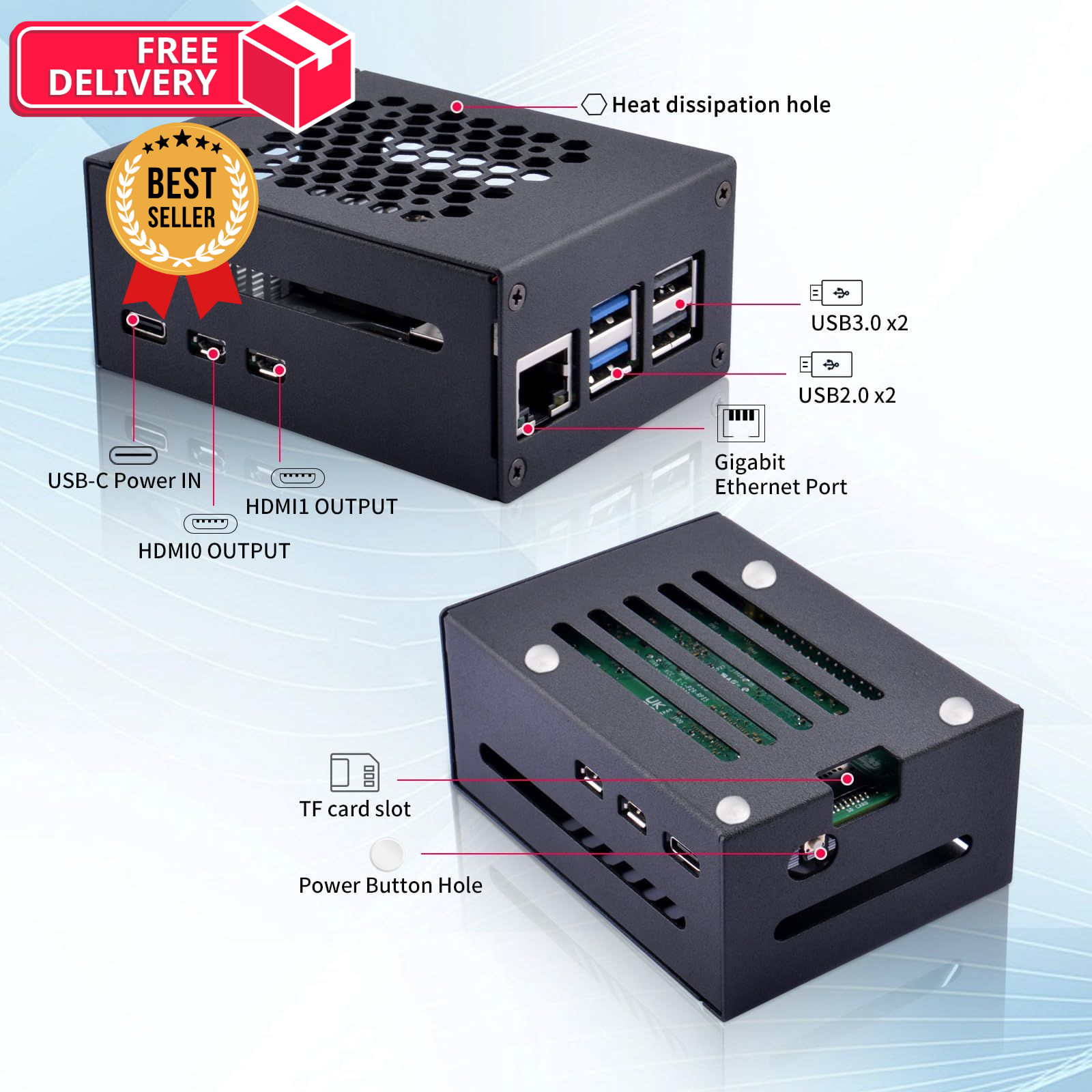 GeeekPi Metal Case for Raspberry Pi 5, with 5 Active Cooler Black | eBay