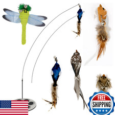 GADGETSOLOGY Cat Wand Toy for Bored Indoor Adult Cats - Feather Teaser on Any Su