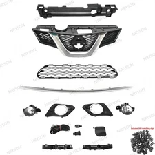 11PC For Rogue 2014-16 Front Bumper Chrome Grille Mesh Fog light Radiator Cover
