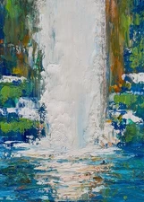 Original abstract landscape painting "The Hidden Treasure", 5"x7"