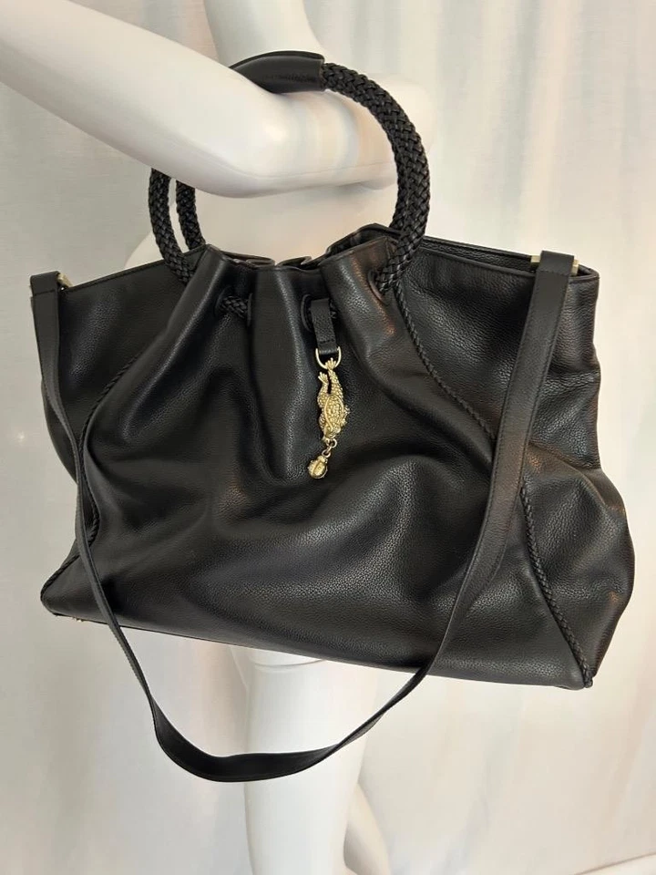 Bolso de Mano BARRY KIESELSTEIN-CORD Cuero Guijarro Negro Rana Ladybug Dije Dorado Foto 2 de 4