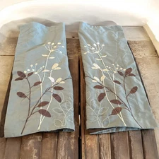 Chic Home Design Sage Green Brown Floral Embroidered King Pillow Shams Set-