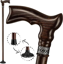 Asterom Handcrafted Ergonomic Wooden Walking Cane for Men and Women - Stylish Me