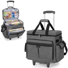 Rolling Scrapbook Tote with Expandable File Pocket, Large Craft Organizer and...