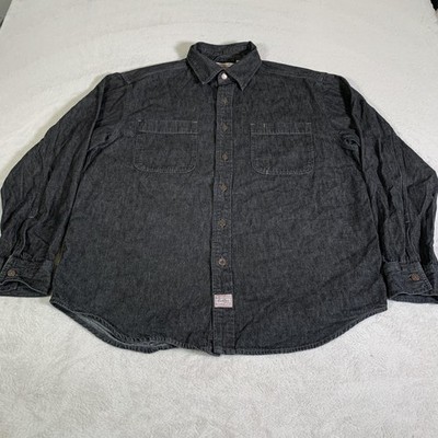 Vintage Levi Strauss Shirt Mens Large Gray Denim Long Sleeve Button Up 2000s Y2K