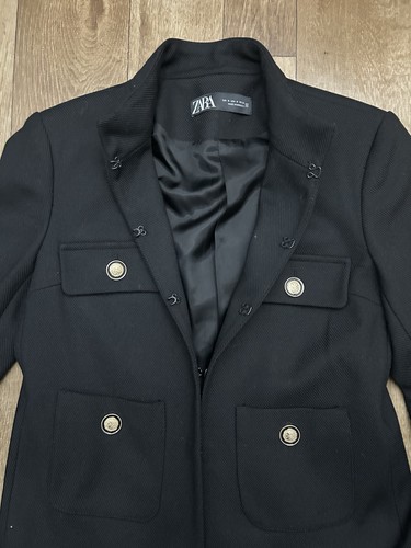 Zara Women’s Black Military Style Fitted Blazer Jacket Small P5 - Bild 5 von 8
