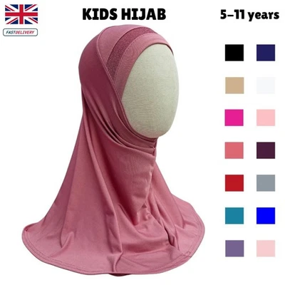 Yaqeen Girls glitter Instant Headscarf Hijab, instant Pull On school Scarf 5-11