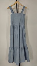 Quince Organic Cotton Gauze Smocked Sleeveless Maxi Dress Ocean Breeze S