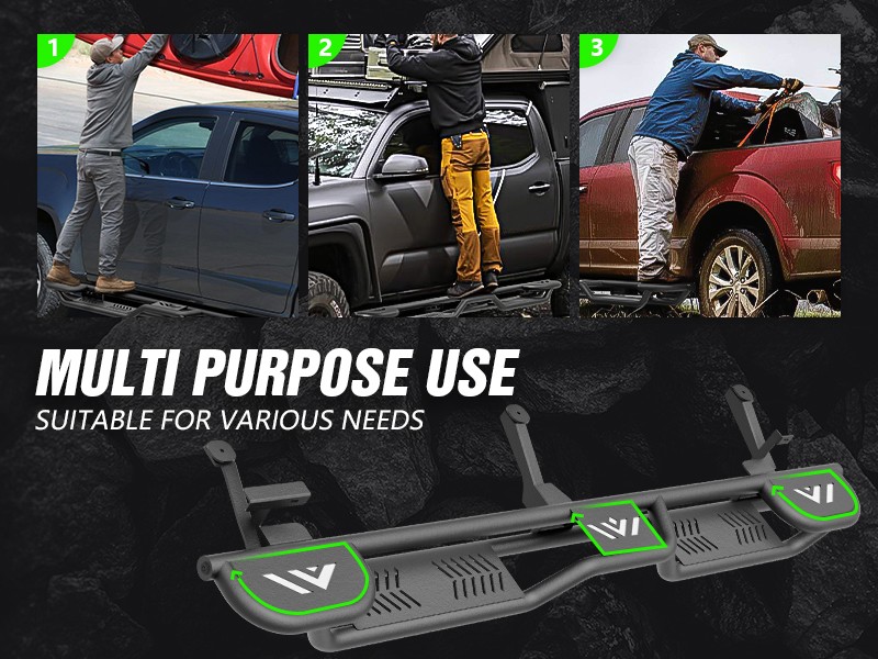 For 2002-2008 Ram 1500 Double/ExtendedCab 3- Raised Steps Side Running Boards 