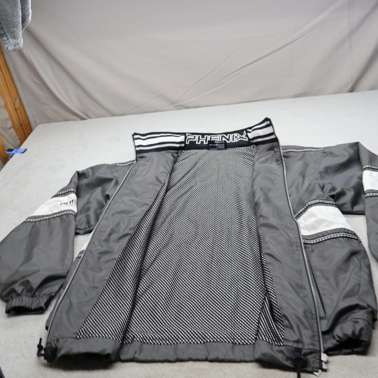 Phenix Jacket Men Large Gray Mesh Lined Full Zip Light Athletic Windbreaker VTG - product detail image 3
