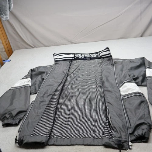 Phenix Jacket Men Large Gray Mesh Lined Full Zip Light Athletic Windbreaker VTG image 3