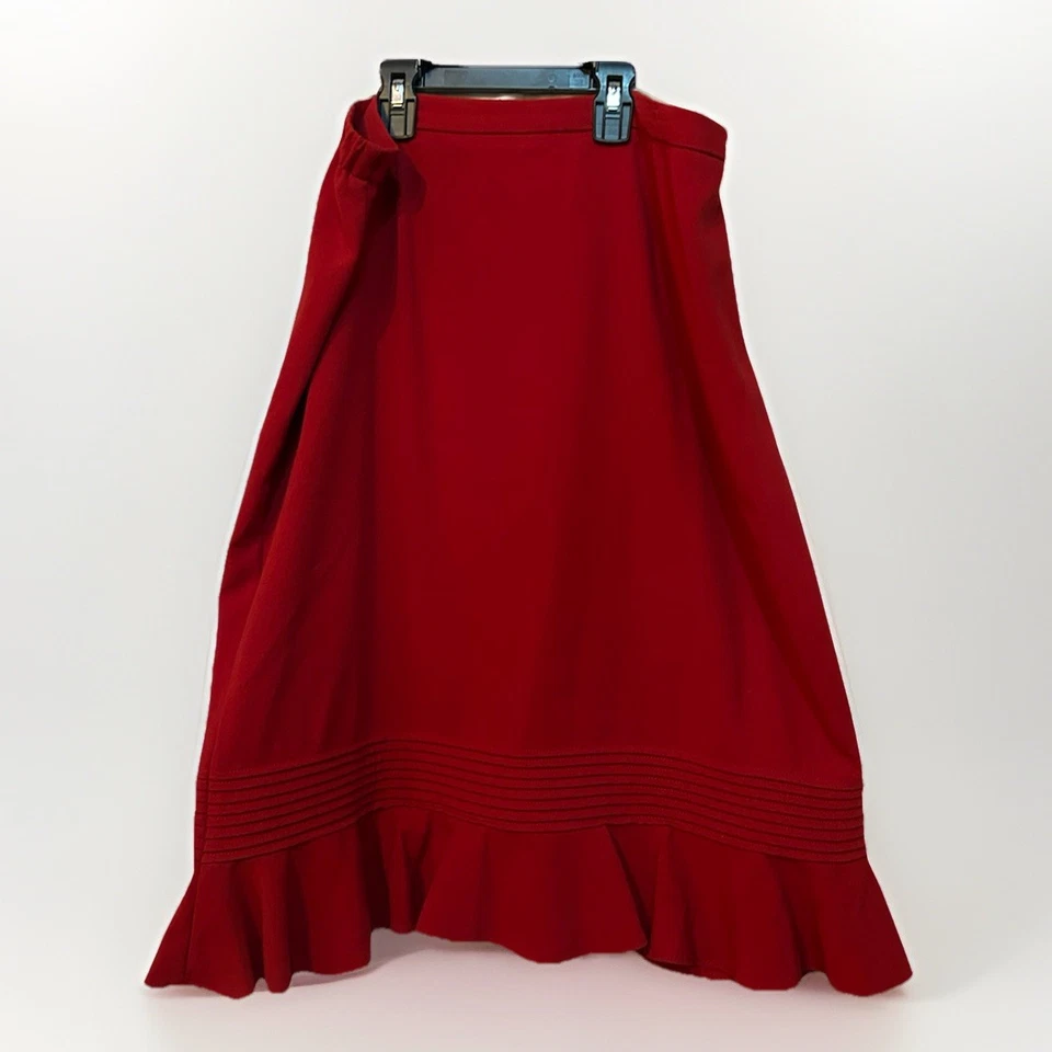 De Colección Danny & Nicole Mujer’s Talla 14 Rojo Falda Traje 2 Piezas Peplum Falda Plisada Foto 3 de 4