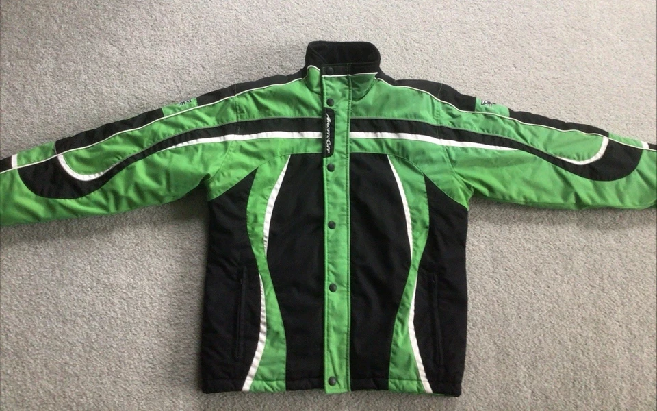 Chaqueta de moto de nieve Arctic Cat niñas jóvenes 12 ropa ártica Catgirl verde acolchada usada en excelente estado Foto 4 de 4