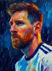 Lionel Messi Argentina Grailpop Oil Painting ACEO Print Artist Signed /30 S1#43
