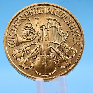 Wiener Philharmoniker 2011 moneta d'oro 1/10 oz oro 999 9 10 euro non usata (2)