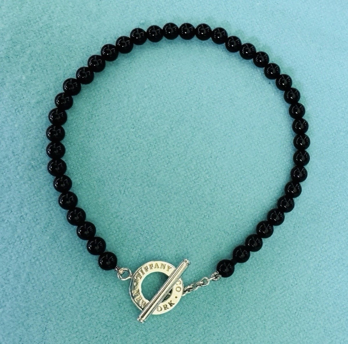 Tiffany & Co. Onyx Beads 4mm Bracelet in Sterling Silver 7.3 inches View 2