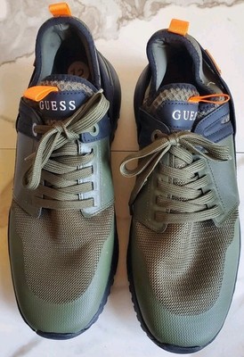 NEW Guess Men's Olive & Orange Mesh Lifestyle Sneakers - Size 12 (NWOB)