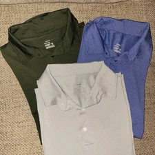 3 TELALEO Mens Performance Polo Shirts Green Blue Gray Golf Wick Short Sleeve XL