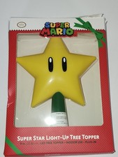 Super Mario Super Star Light-Up Tree Topper Christmas 9" LED Holiday Yellow NEW