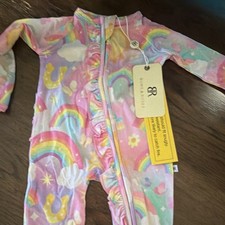 Bums Roses Bamboo Zip Sleeper Rainbow Print Long Sleeve Ruffle 23 Months