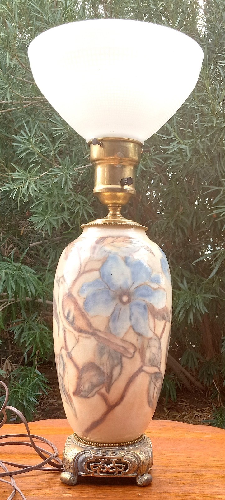 Rookwood Pottery Lamp Birds By Loretta Holtkamp 1949 Tested Works great!