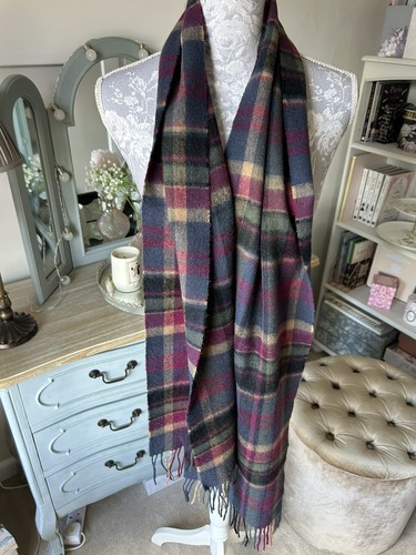 Barbour Vintage Winter Lambswool Cashmere Plaid Damen Schal - Navy