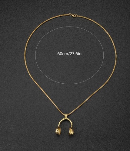 1 PC Funky Headphone Pendant Neclace For Women For Theme Party Zinc Alloy Gold - Picture 2 of 5