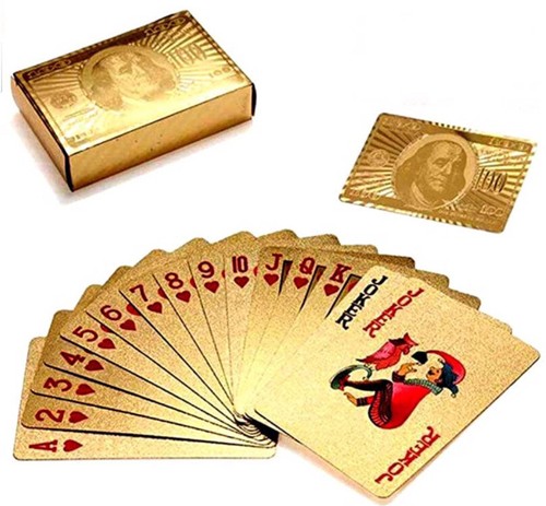 2-Pack Luxurious 24K Gold Plated Playing Cards (100 Dollar Pattern) Brand New - Picture 2 of 5