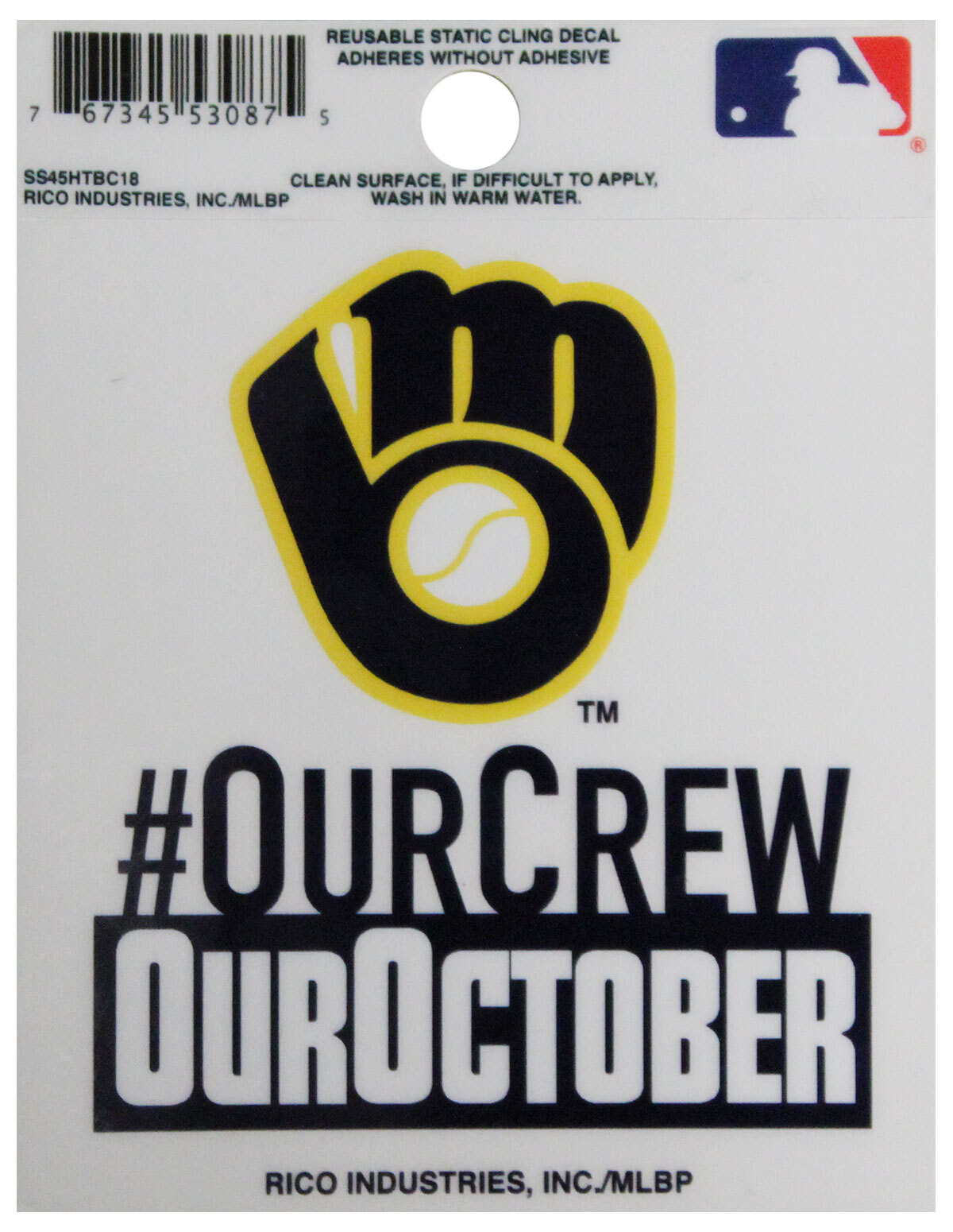 Статичная наклейка Milwaukee Brewers OurCrew 1490₽