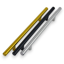 Kitchen Cabinet door handle T Bar Matt black Stainless Steel Gold 160mm screws