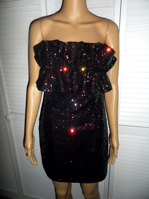 Pretty Thirty Thirty LA size M ruffle top strapless multicolor sequin dress NWT | eBay Pretty Thirty Thirty LA size M ruffle top strapless multicolor sequin dress NWT | eBay