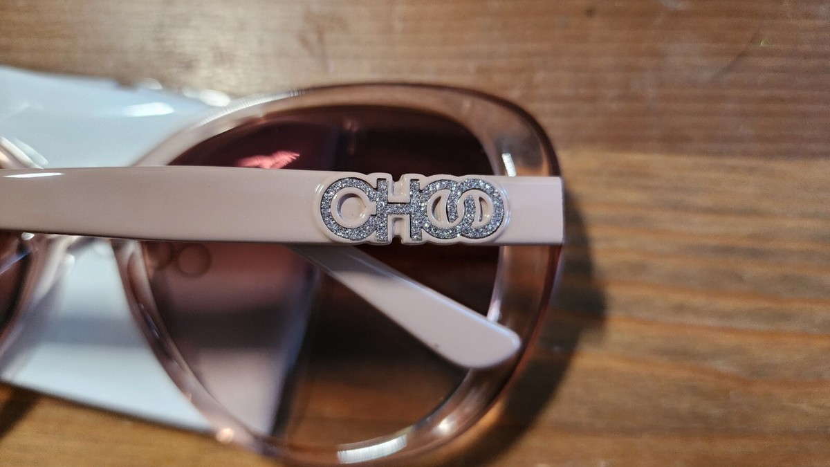 NEW Jimmy Choo AMIRA Transparent Nude Round Sunglasses Glitter logo Amira/g/s Pink / Brown Grad main image 4