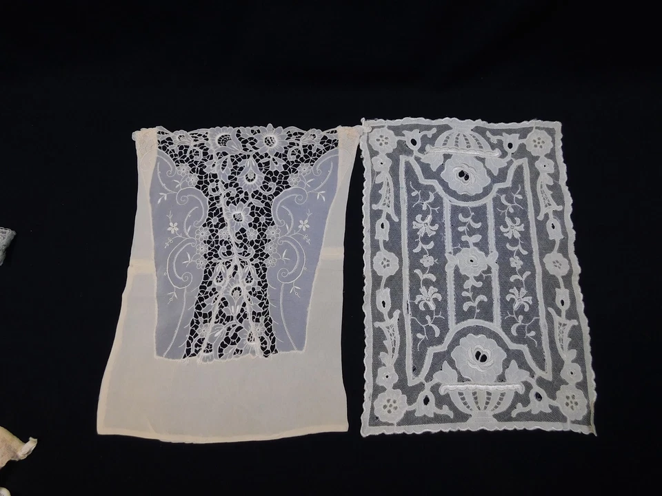 Antique 8 Pc Mixed Lot Of Victorian Lace Collars Dickie Cuffs Trim Pieces - Image 3 of 4