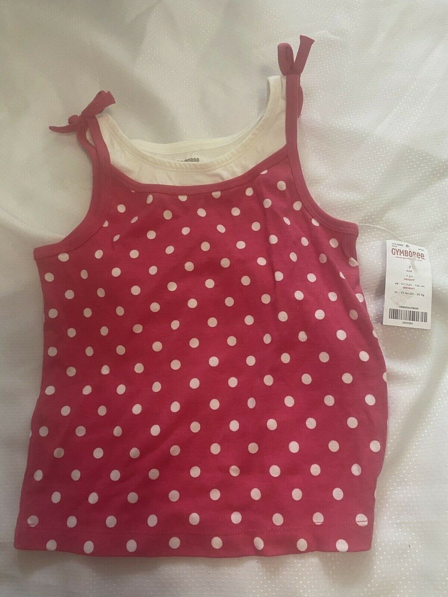 GYMBOREE Pink Polka Dot tank top Layered Look Citrus Cooler Spaghetti Top  Sz