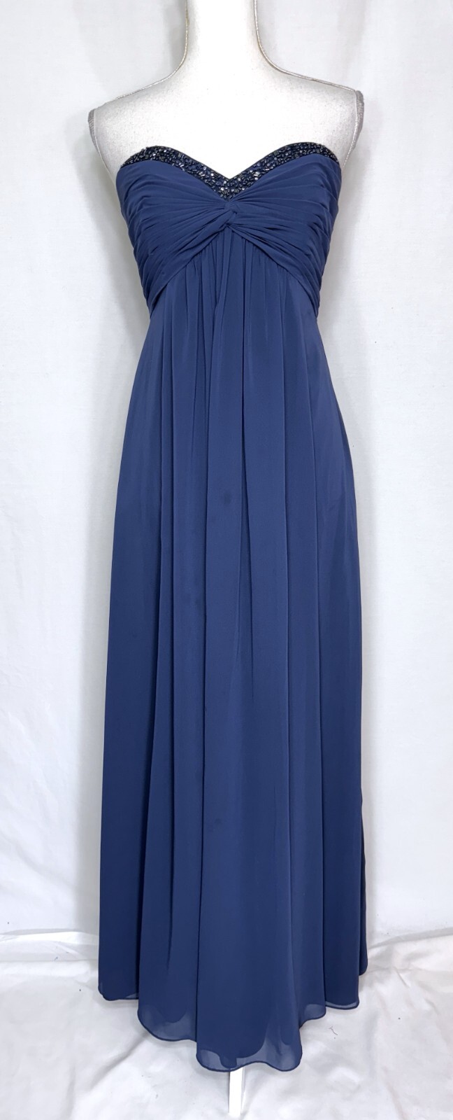 David Bridal Womens Strapless Beaded Sequin Empire Waist Gown Size 6 Excellent Condition