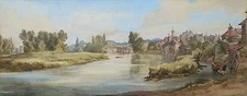 Original Edmund George Warren (UK 1834-1909) Watercolor/Gouache Riverscape 1863
