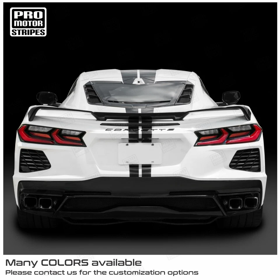 雪佛兰 Corvette C8 2020 - 2024 顶级双拉力赛条纹贴花(可选颜色) — 第 2/3 张图片