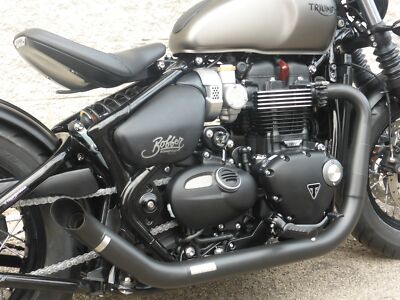 MassMoto Exhaust Full-System 2in2 Hot-Rod Long Black Triumph