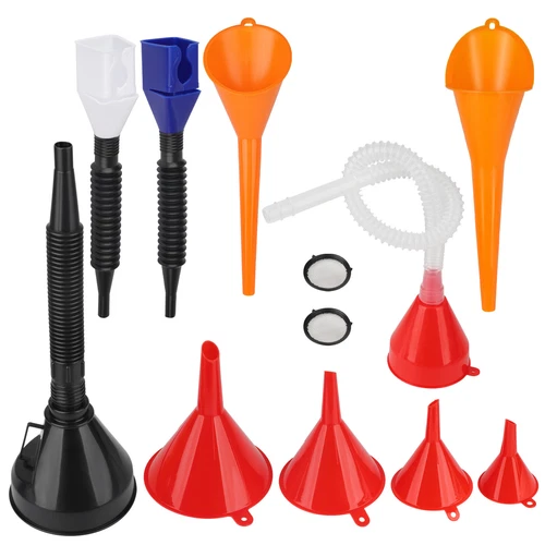 10 Pcs Flexible Wide-mouth Fuel Funnel Plastic Long Neck Oil Funnel Snap Funnel